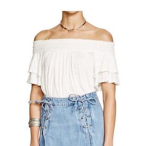 Free People White Women's XS Off The Shoulder Top